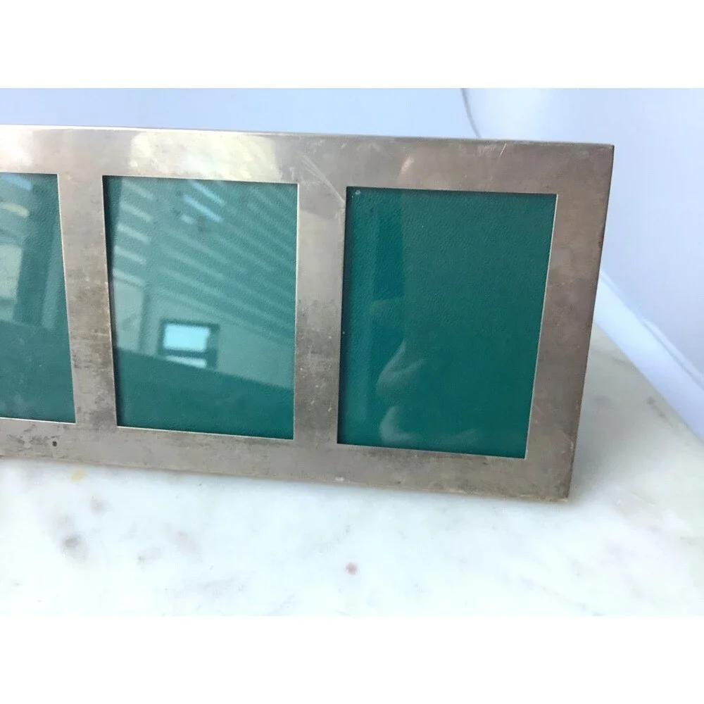 Vintage Frame Sterling Silver Triple Picture Photos Framed Signed by Aucello
